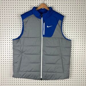 Nike Mens Aeroloft Golf Vest XXL Blue Gray Puffer Full Zip 819886-480 NWOT Zip
